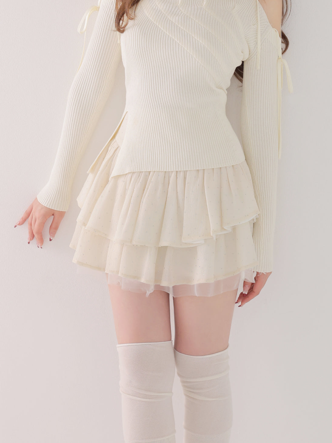Plume chiffon tiered mini skirt(eme10798) – M me eme