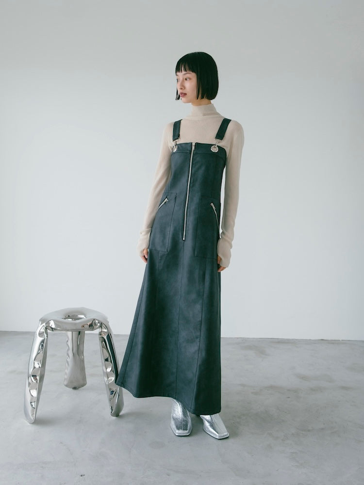 Eyelet Fake Leather Salopette｜アイレットフェイクレザーサロペット