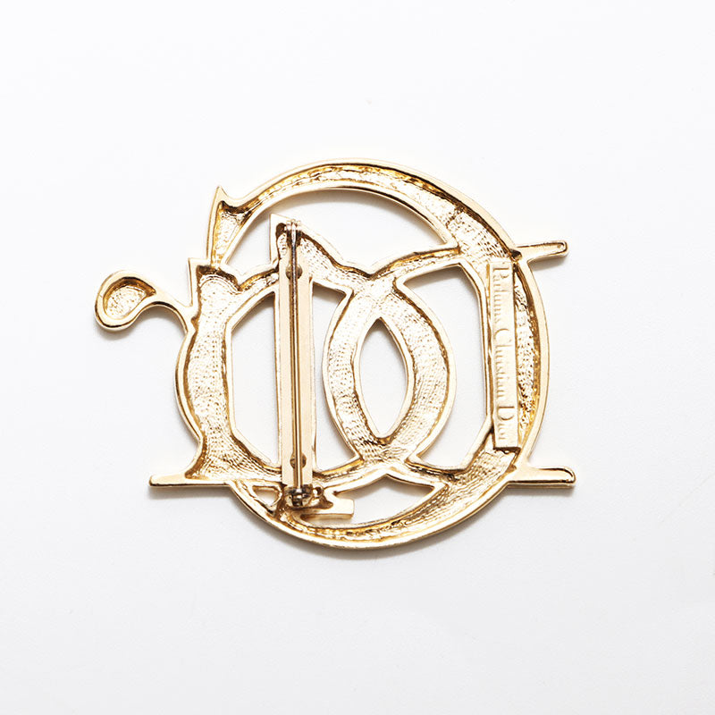 クリスチャンディオール Christian Dior ロゴ ブローチ ゴールド