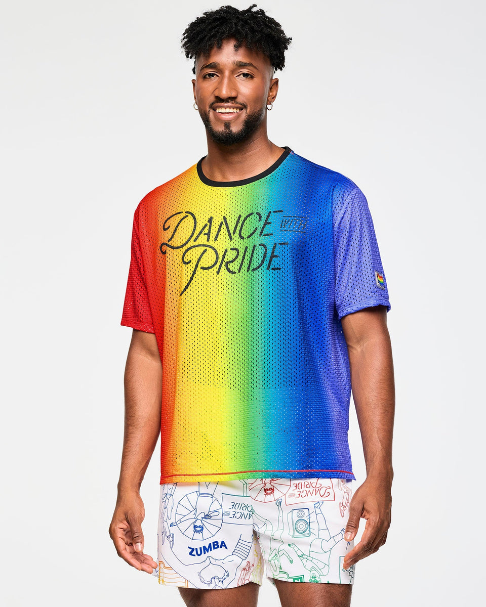 Zumba Boxy Mesh Top With Side Slits - Rainbow Z1T000928 – Natysports
