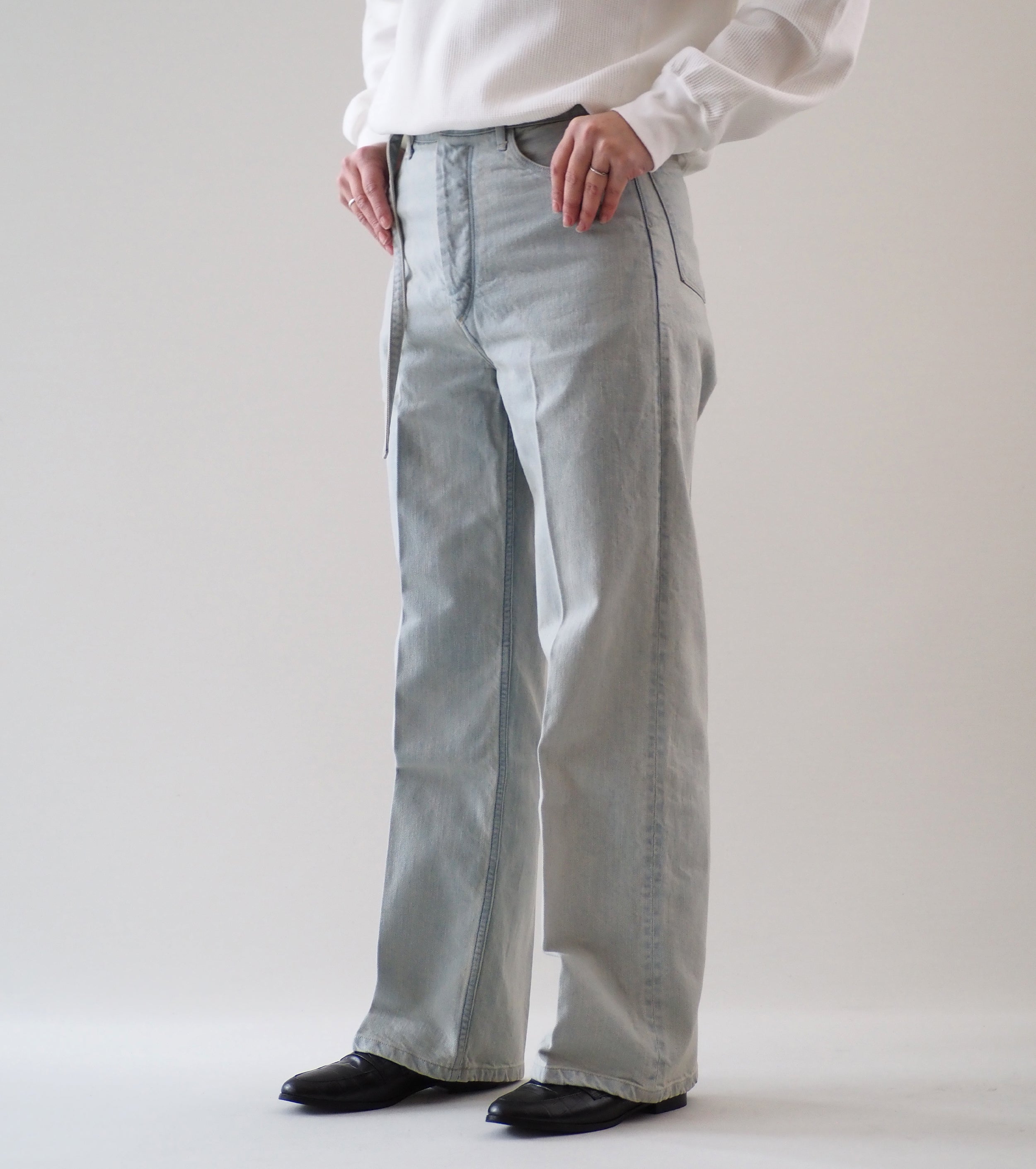 blurhms 12.9oz Denim Narrow Belted Pants, Indigo Over Dye – Navyblue