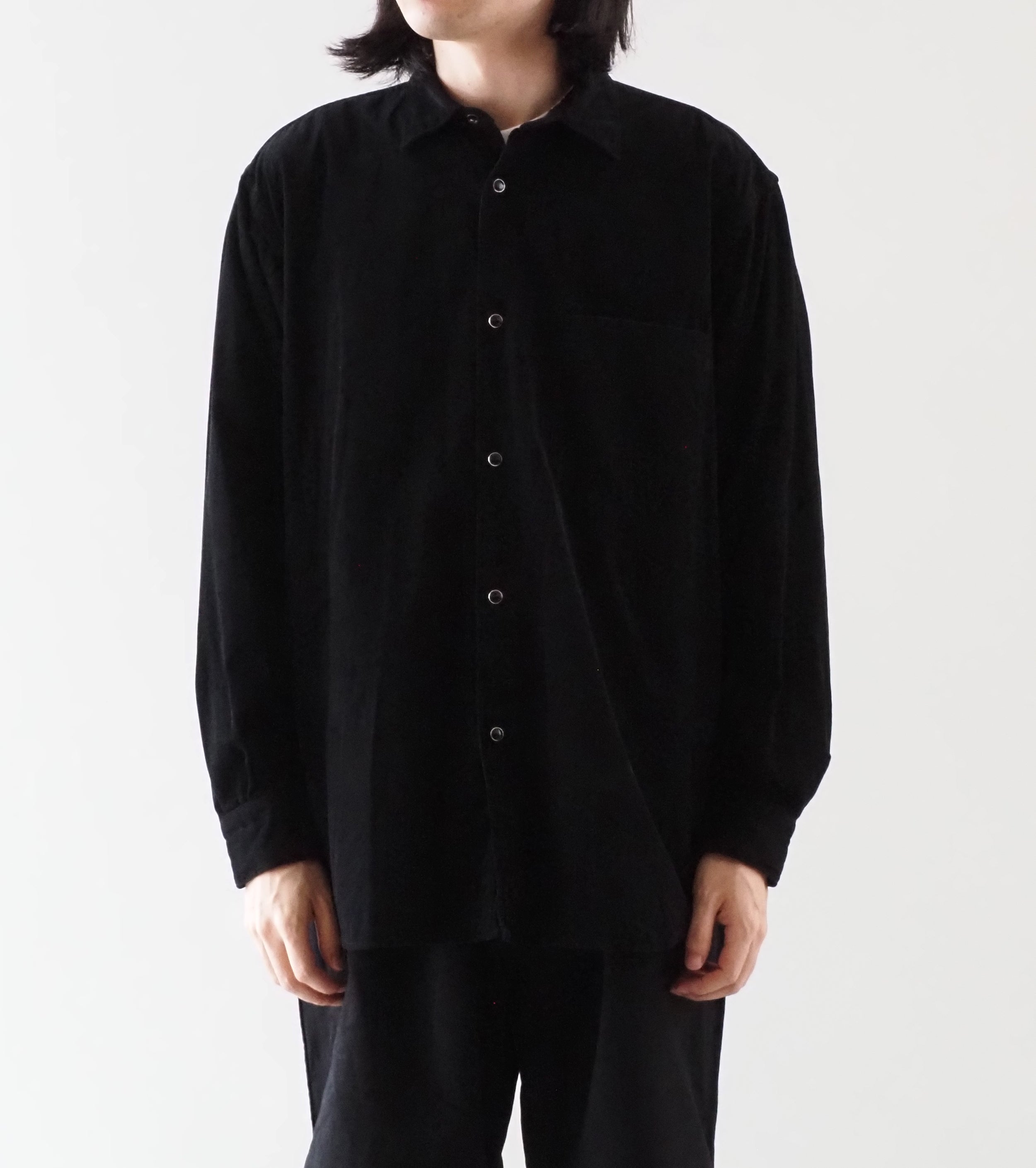 COMOLI コーデュロイ コモリシャツ ,Black – Navyblue