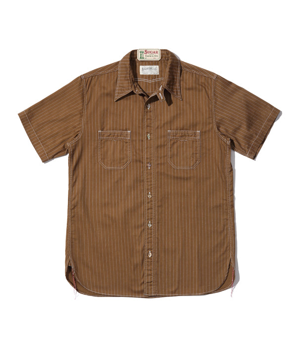 SUGAR CANE シュガーケイン 8.5oz ブラウン ウォバッシュ ストライプ