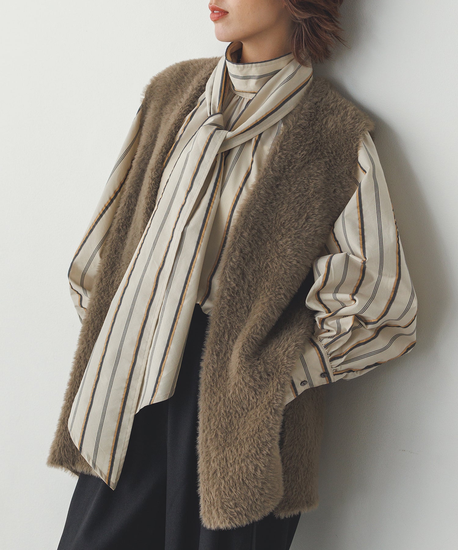 WEB限定/別注】ダブルフェイスシャギー ミディジレ