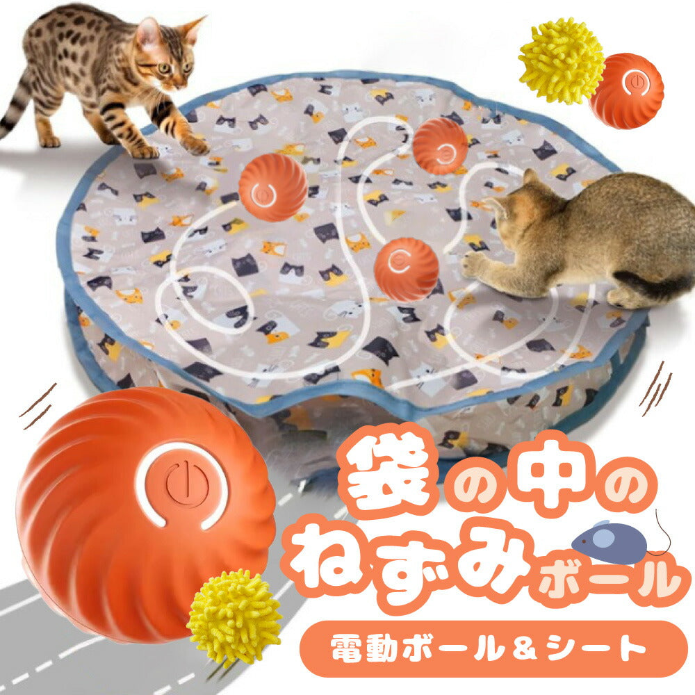 袋の中のねずみボール 猫 ねこ ネコ おもちゃ 一人遊び 電動 自動