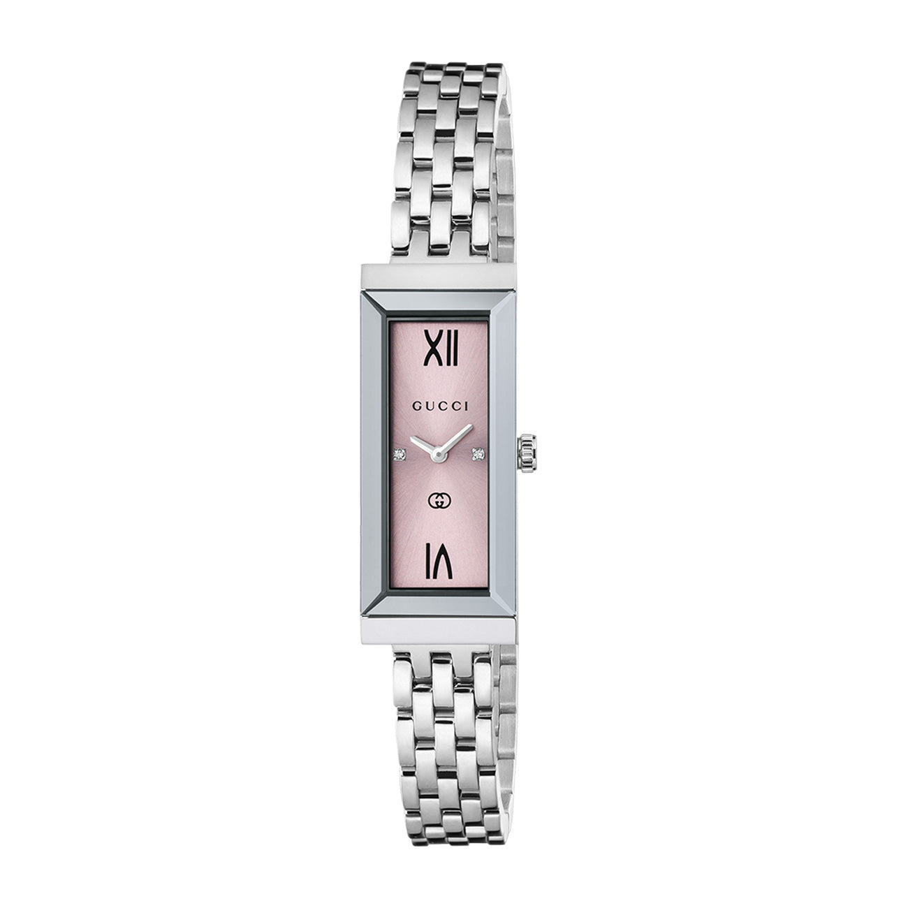 Gucci G-Frame Rectangular Stainless Steel Pink Dial Ladies' Watch