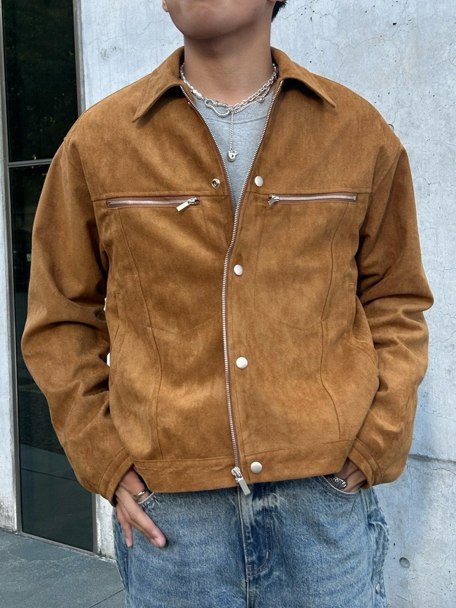 受注制【Chikashitsu +】fake suede zipper blouson (3color