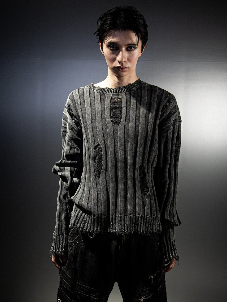 DIG YOUR OWN GRAVE】PIGMENT DAMAGE KNIT / 【ディグユアオウン