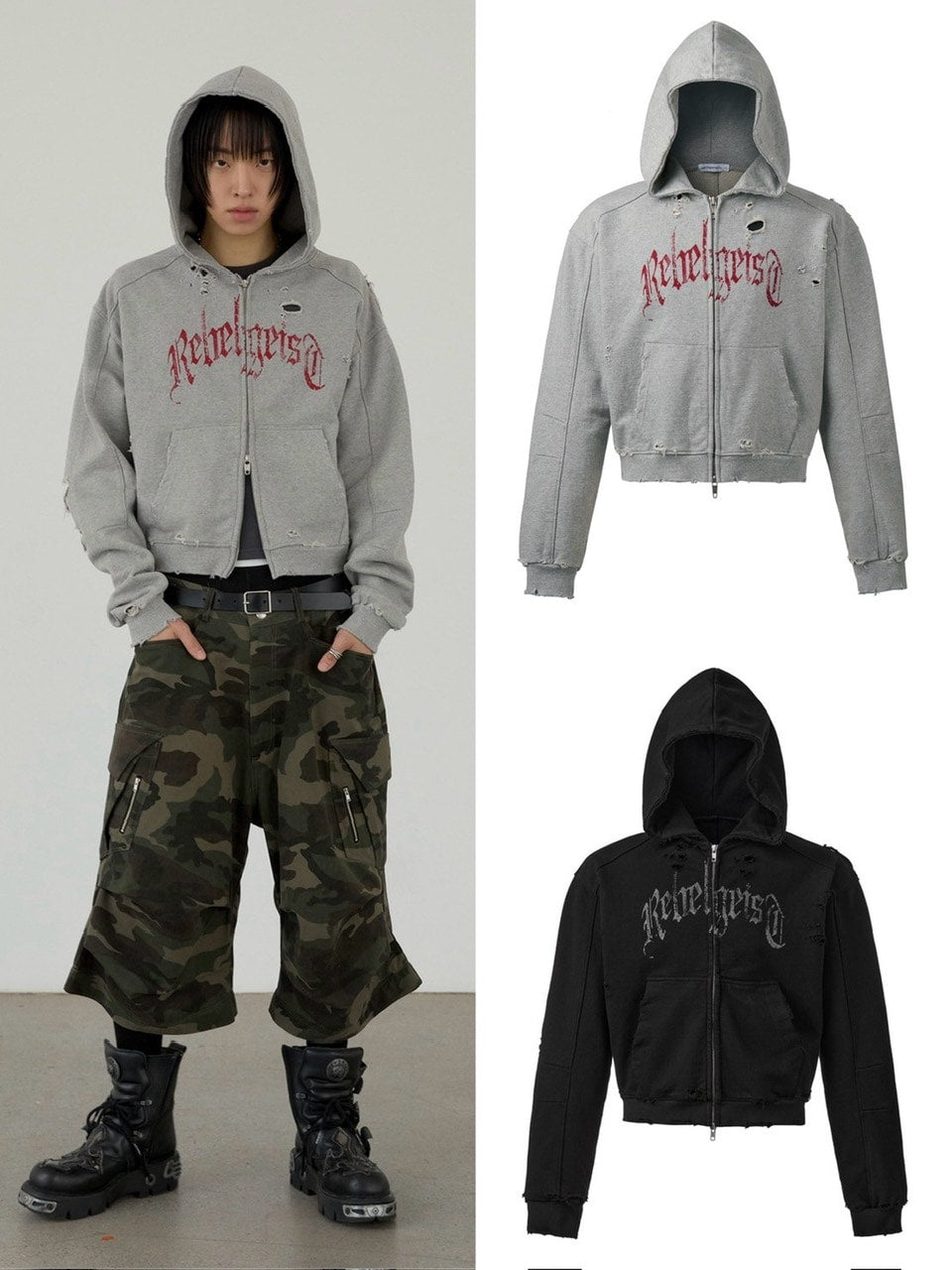 ANOTHERYOUTH】damaged crop zip-up hoodie – PRESSING WEB SHOP