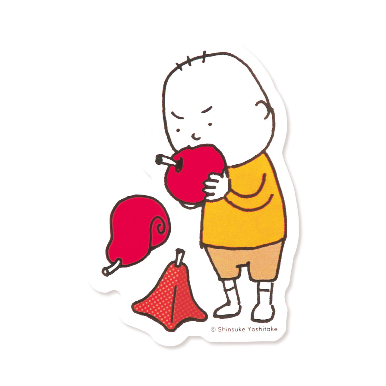 絵本のステッカー】りんご ホワイト【りんごかもしれない】 – 親子の