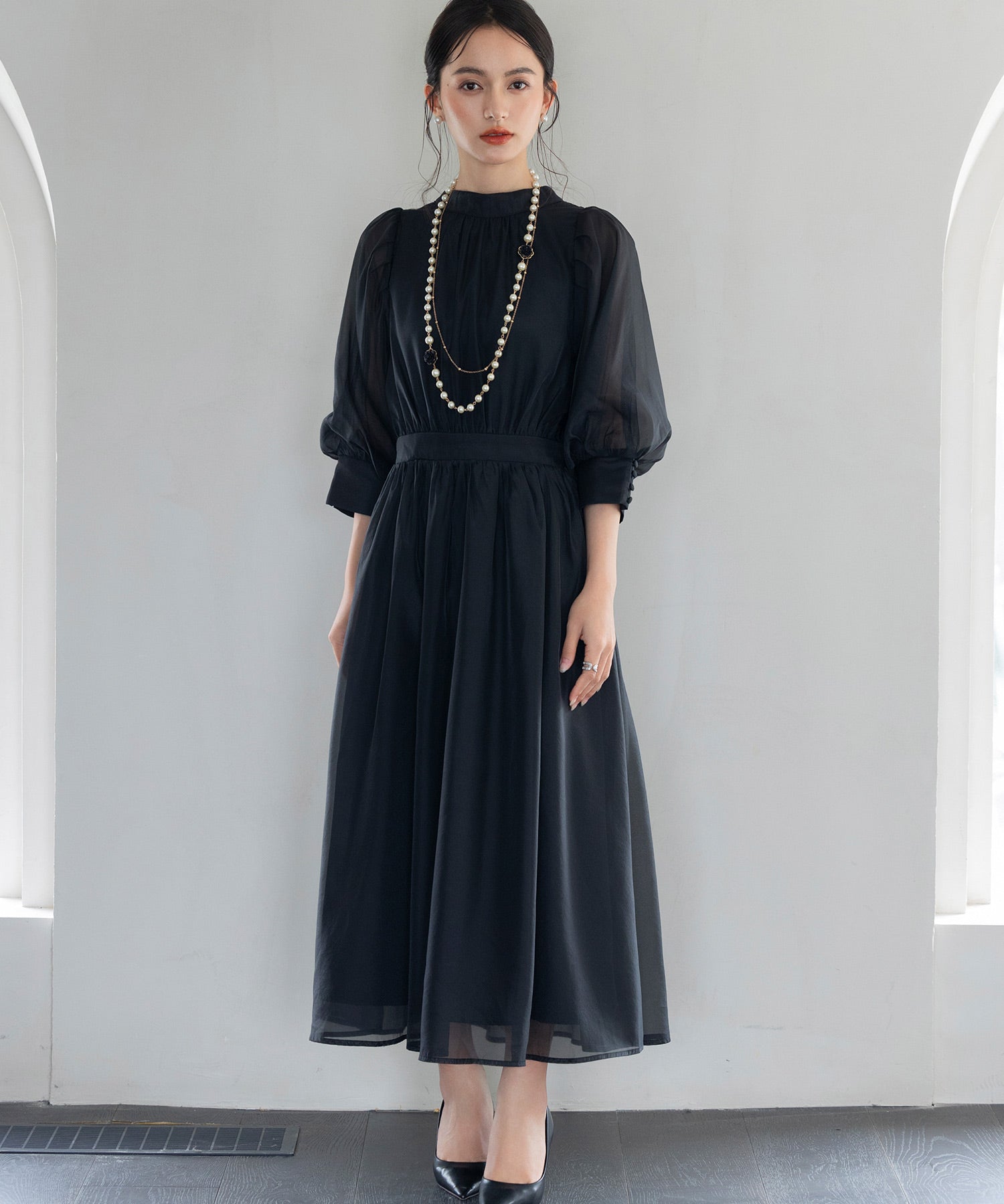 ワンピース オーガンジー 結婚式 フォーマル パーティードレスdsn0046