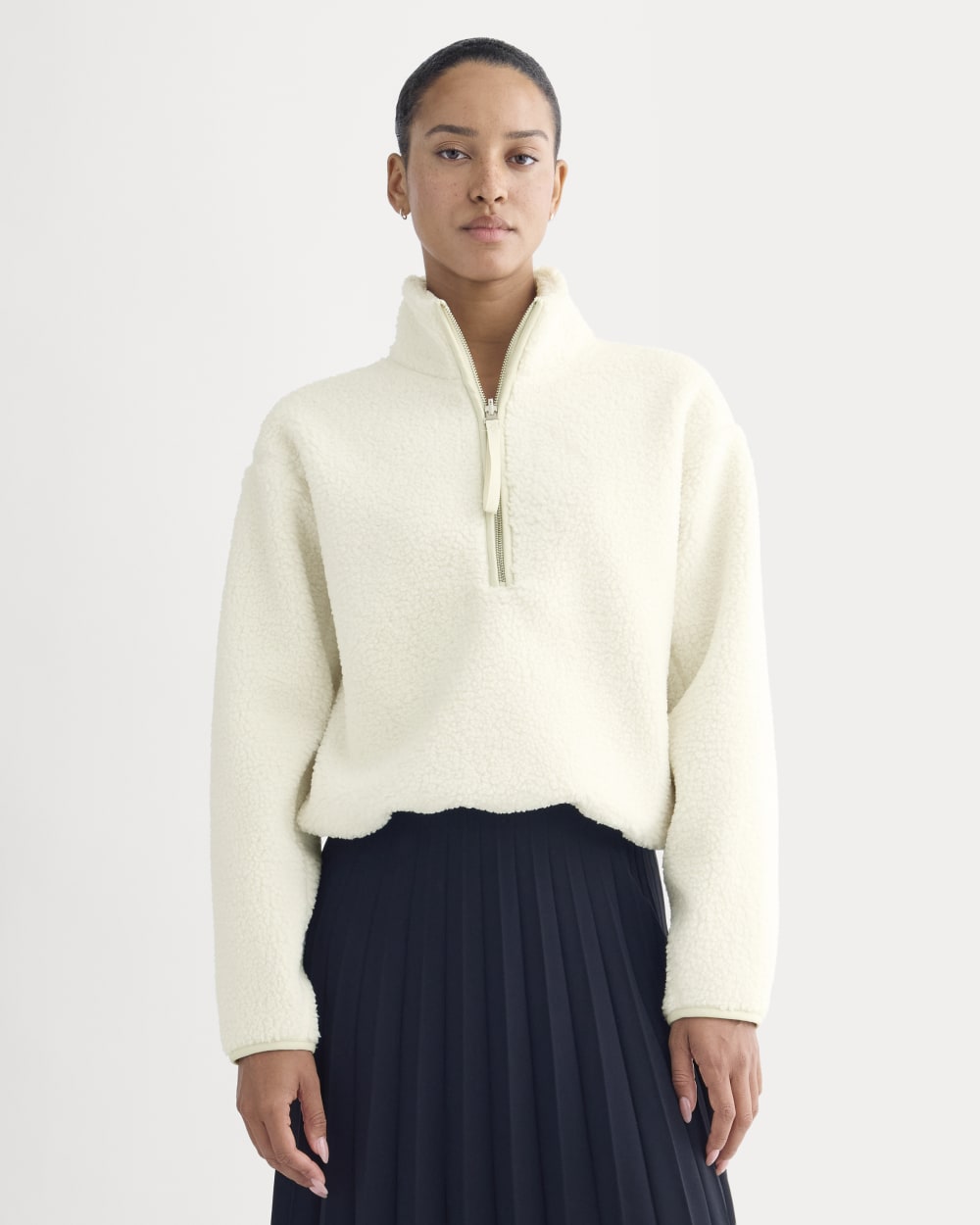 Reversible Teddy Half-Zip Pullover | Bone/Birch – Everlane