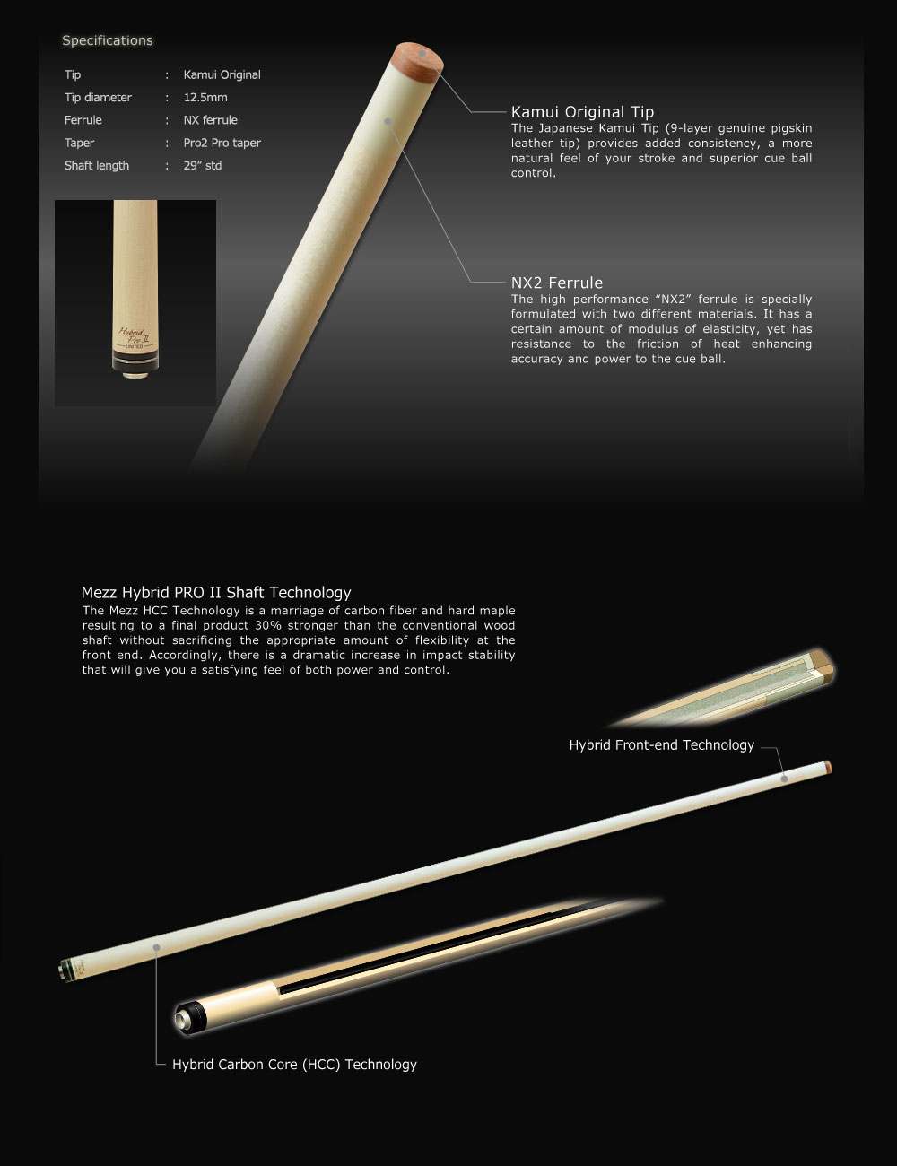 Mezz cue shafts