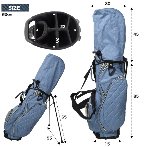 EVISU GOLF デニムキャディバッグ　8分割モデル　スタンド機能付き 希少 エビス EVISU キャディバッグ スタンド式 デニム素材 芝生くん