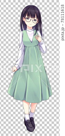 アニメ風の女性キャラクター 全身イラストのイラスト素材 [78111618