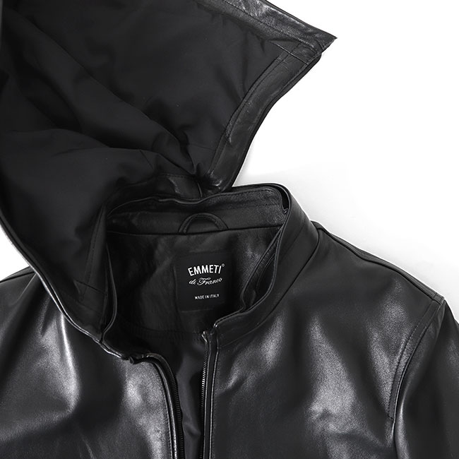 楽天市場】EMMETI エンメティ JURI HOODIE ユリ フード付き レザー