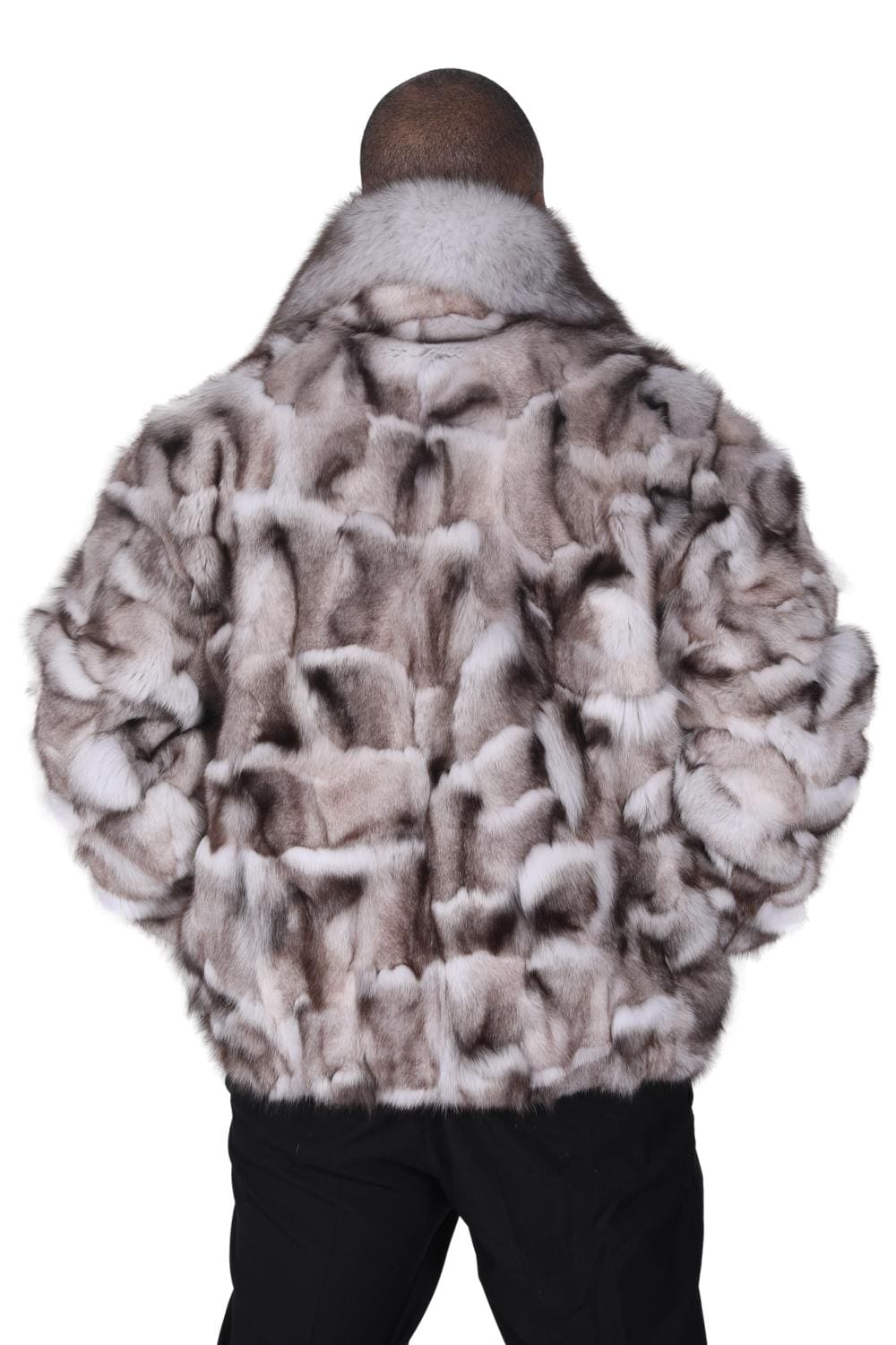 Natural Blue Fox 28″ Sections Zip Jacket - A.J. Ugent Furs %