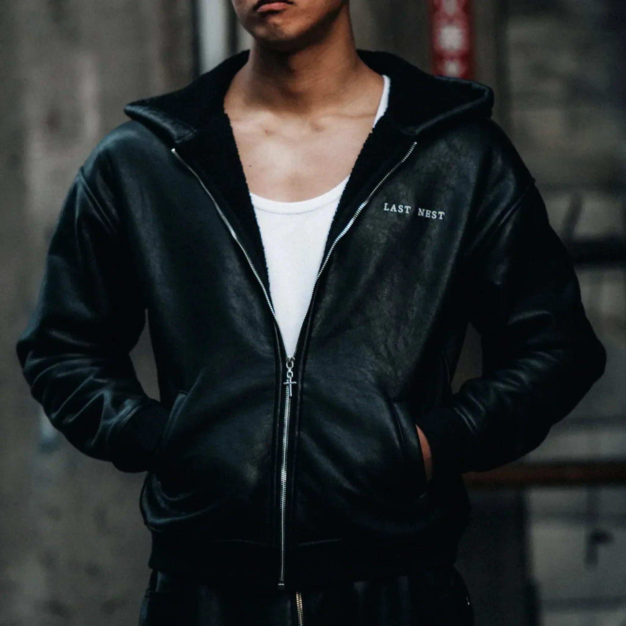 LAST NEST(ラストネスト)商品ページ - Faux Leather Boa Hoodie