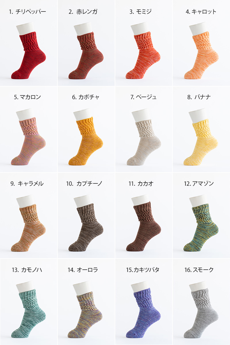 足首ゆったり マーブル編みソックス 2足組（22-24cm）【ネコポス送料