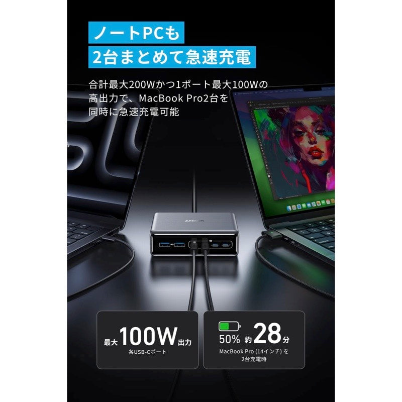Anker Prime Charger (200W, 6 Ports, GaN) | 充電器の製品情報
