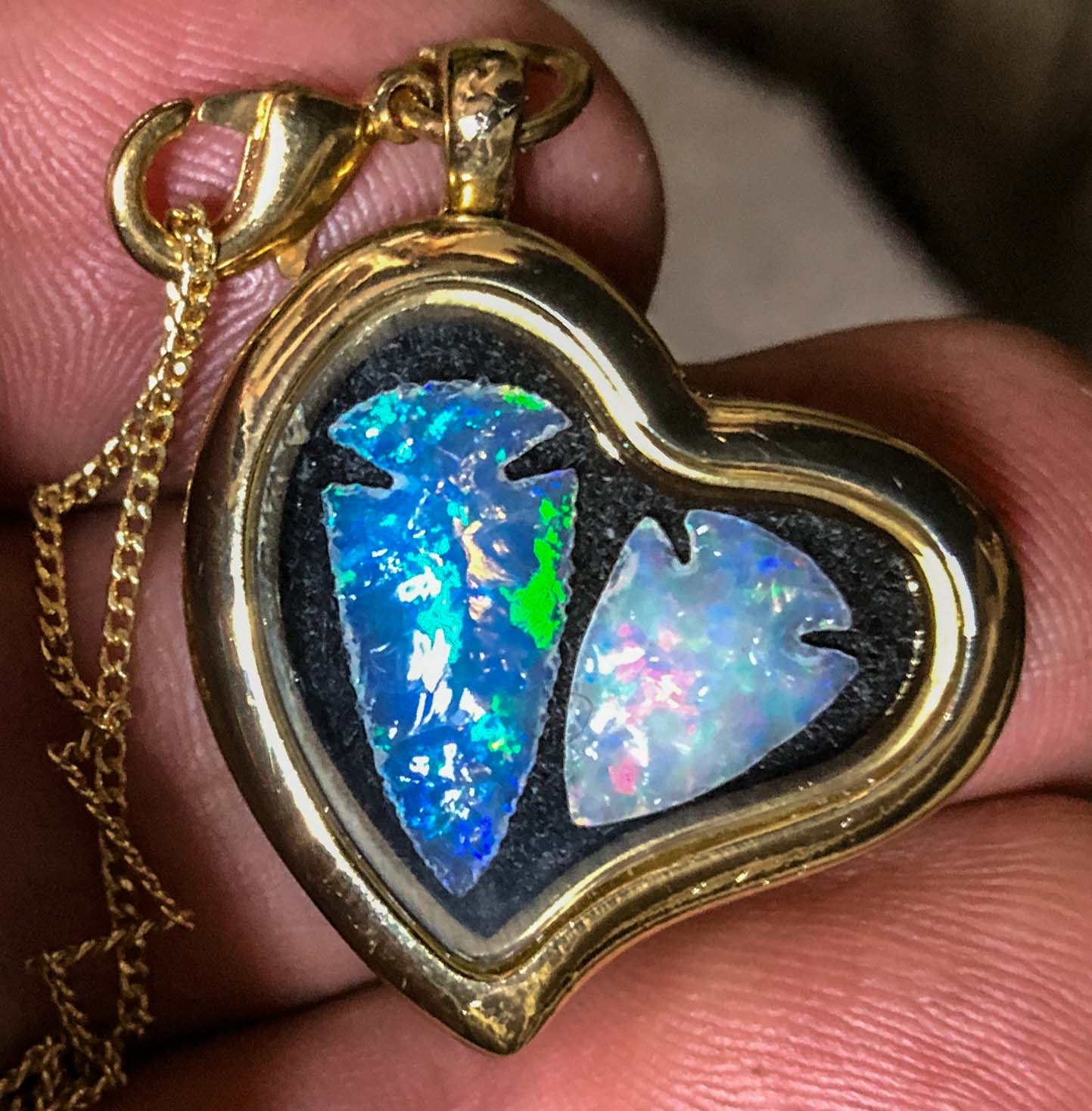 Opal Arrowhead Twins Locket Pendant - Art of Ishi