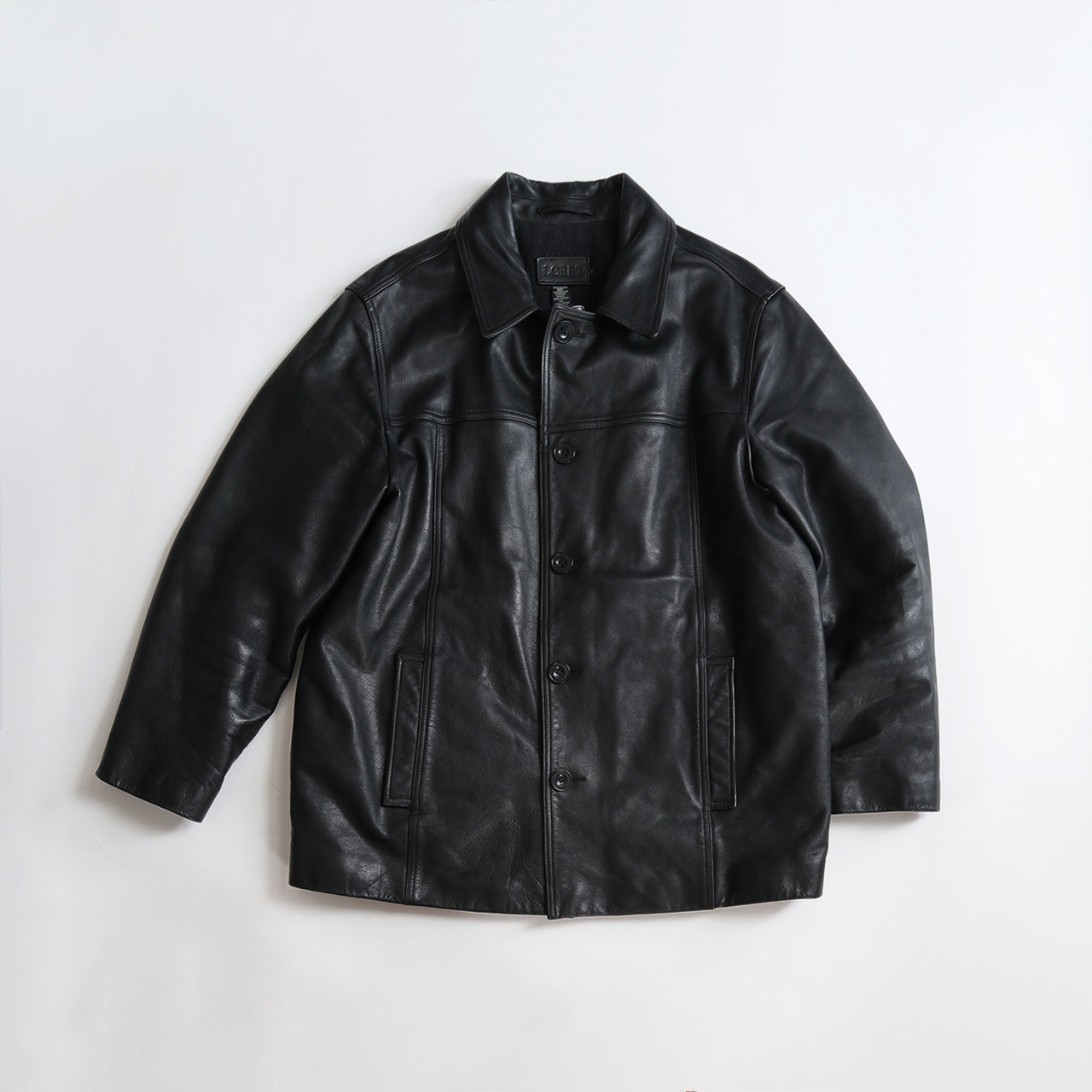 90's J.CREW LEATHER WOOL LINING CAR COAT,USED/VINTAGE (Men's