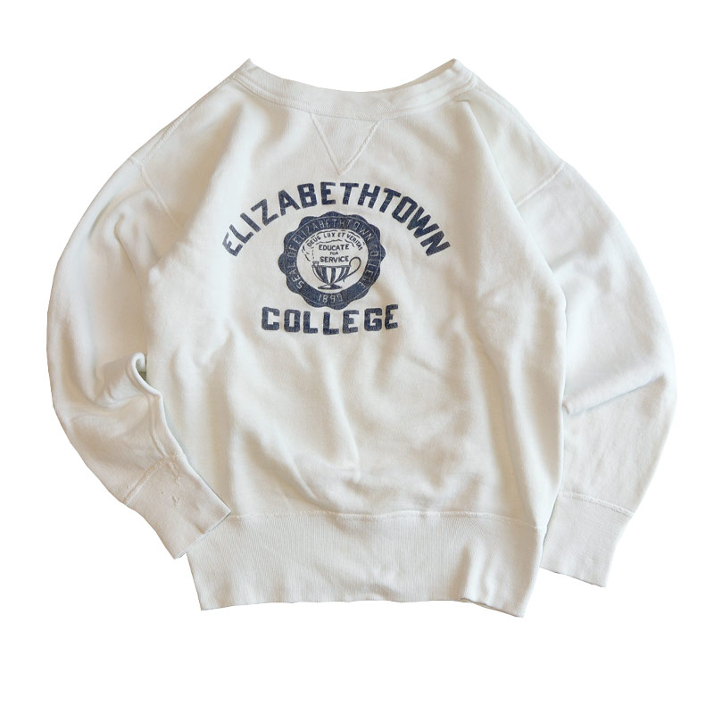 60's SPORTSWEAR by PRINCETON COTTON FLOCK PRINT FRONT V CREW NECK