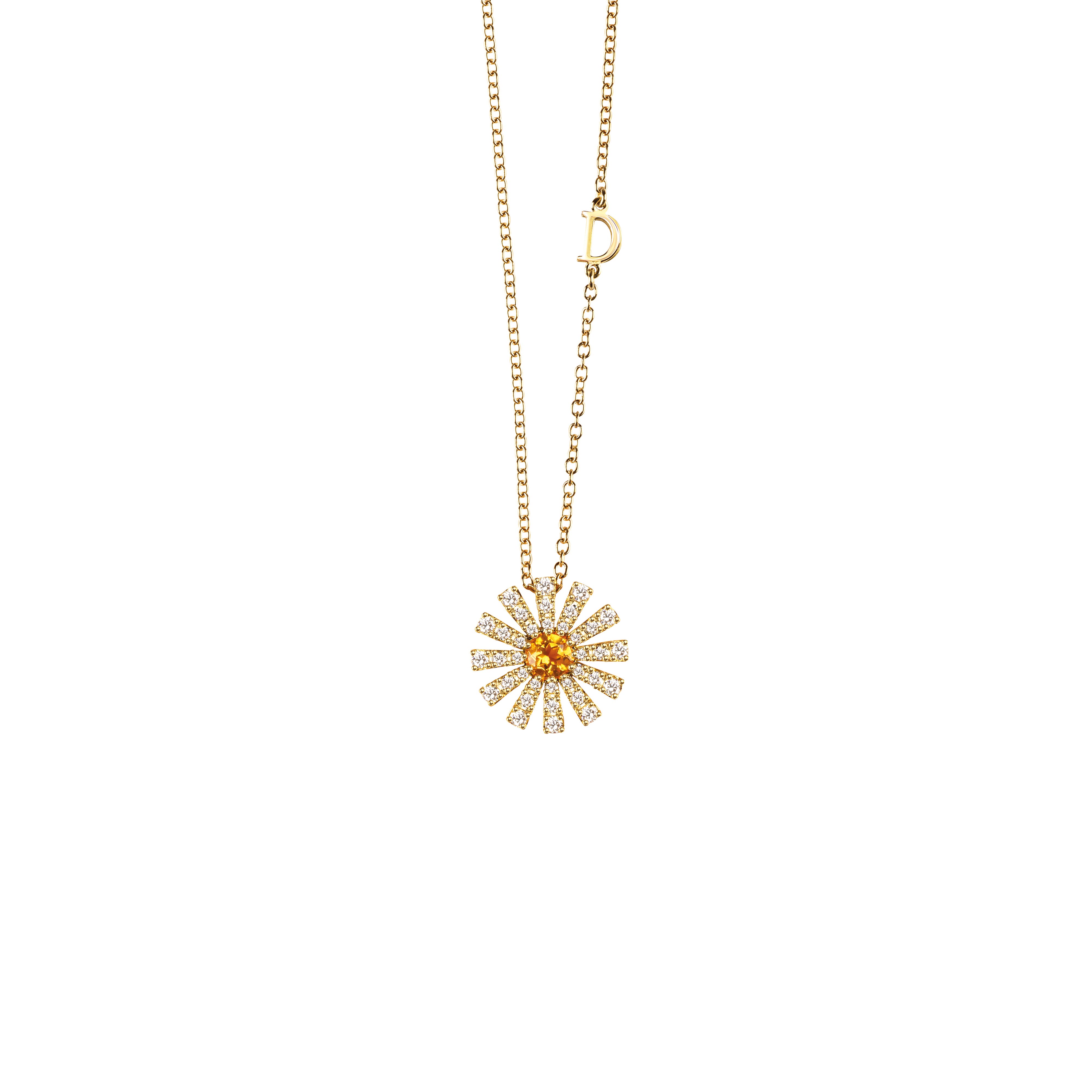 イエローゴールド、ダイヤモンド、シトリン ネックレス 16mm - Damiani