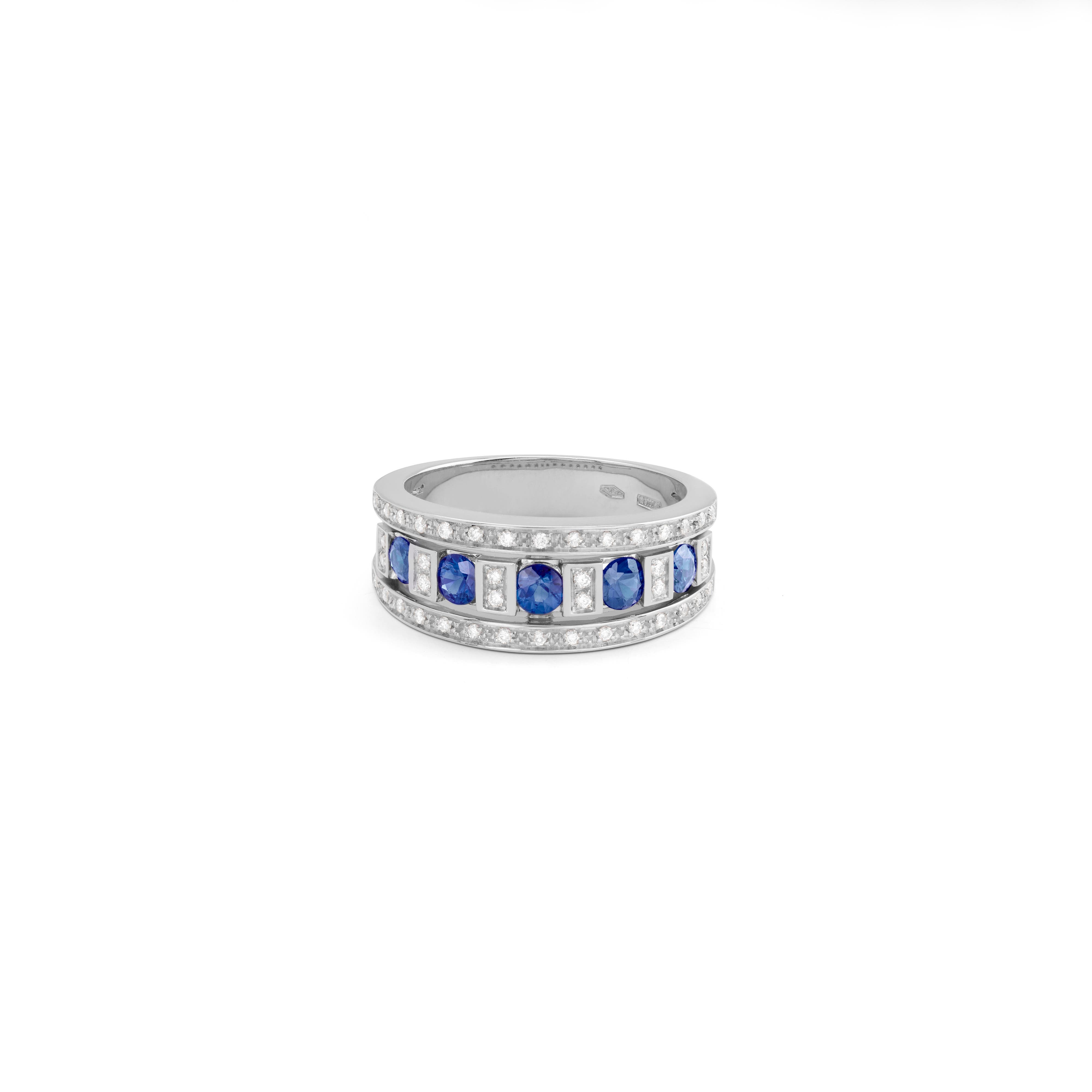 ホワイトゴールド、ダイヤモンド 、サファイア リング - Damiani BELLE