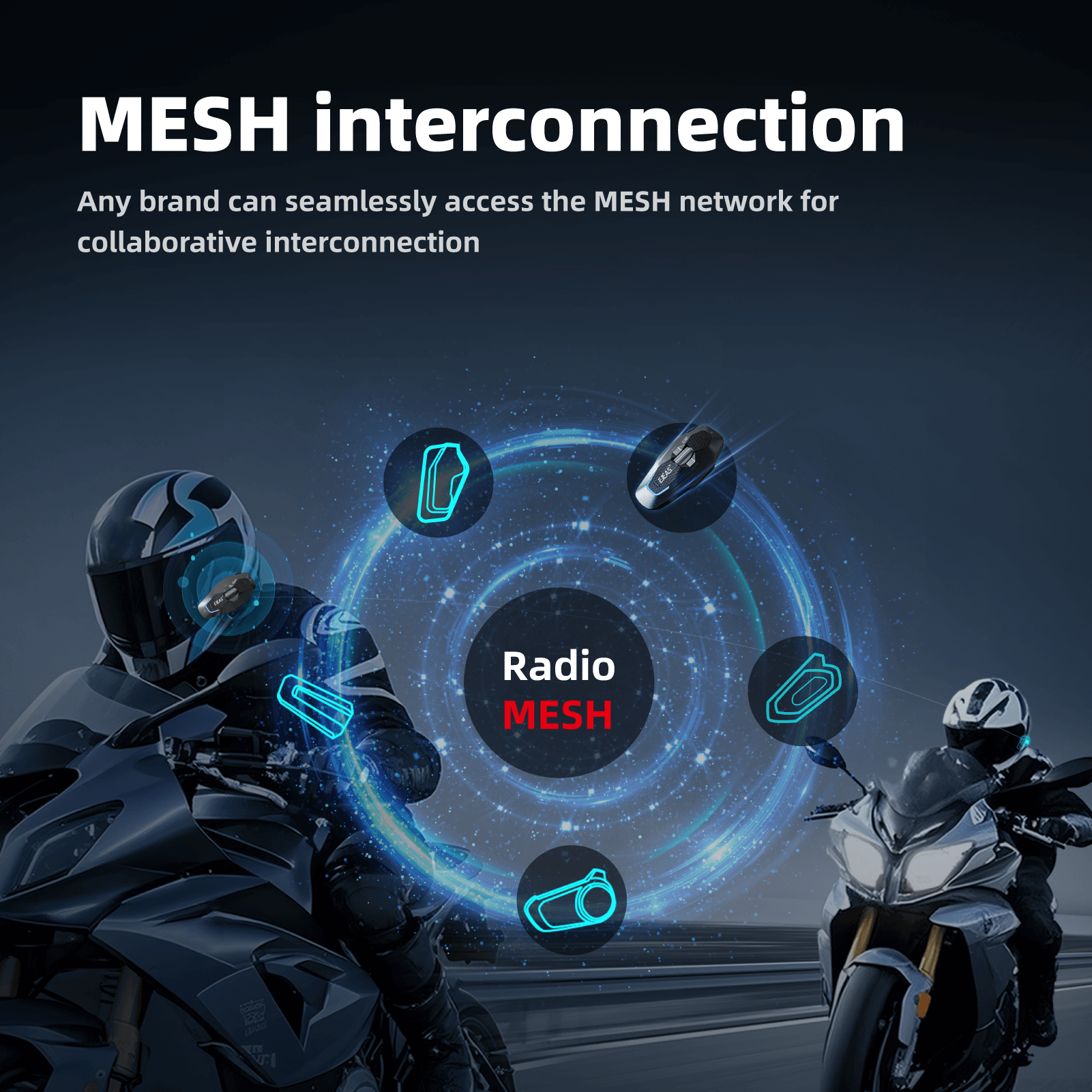 EJEAS X10 Plus - メッシュ+5Gバイクヘルメットインターコムシステム