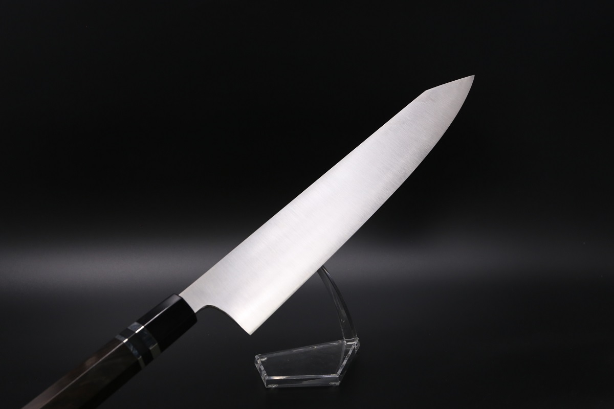 切付和牛刀 薄造り V金10号 360mm 全鋼本焼 八角黒檀柄-歌舞伎ナイフ