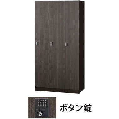 SLJ-3M-BBK 生興 3人用（3列1段）木目扉ロッカー ボタン錠 ゼブラ