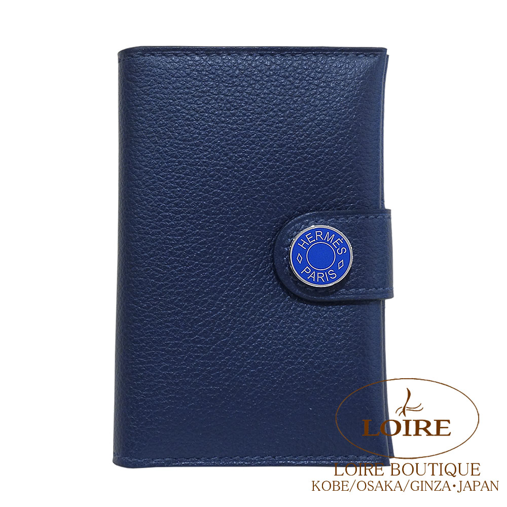 HERMES エルメスレザー 小物入れ アクセサリーケース 青/茶色 HERMES（エルメス） コインケース アザップ シルクイン コイン AZAP