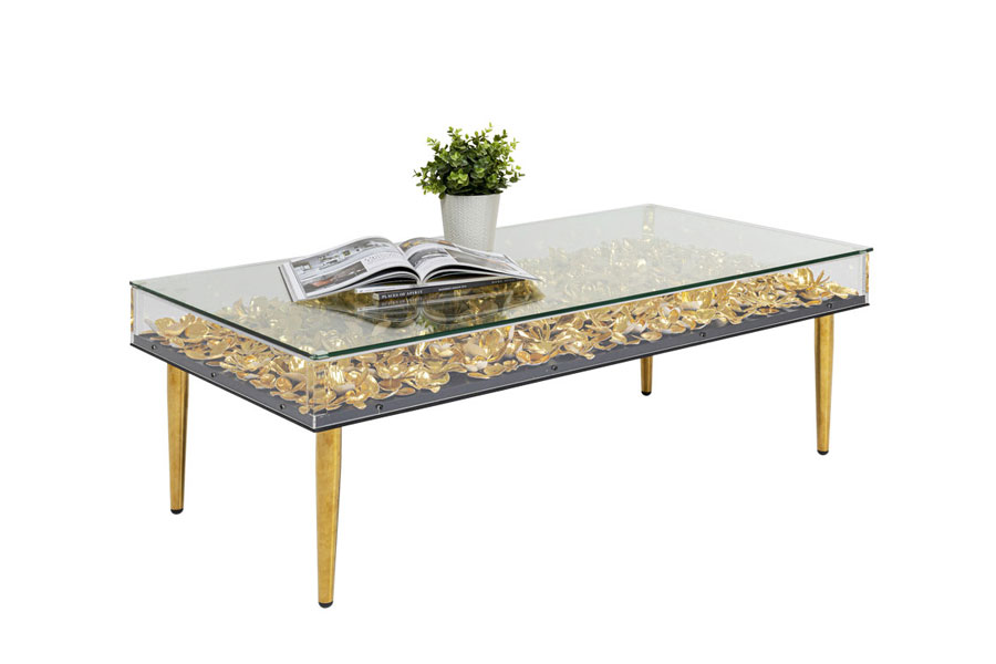 廃番】ゴールドフラワー 120x60cm ローテーブル/コーヒーテーブル