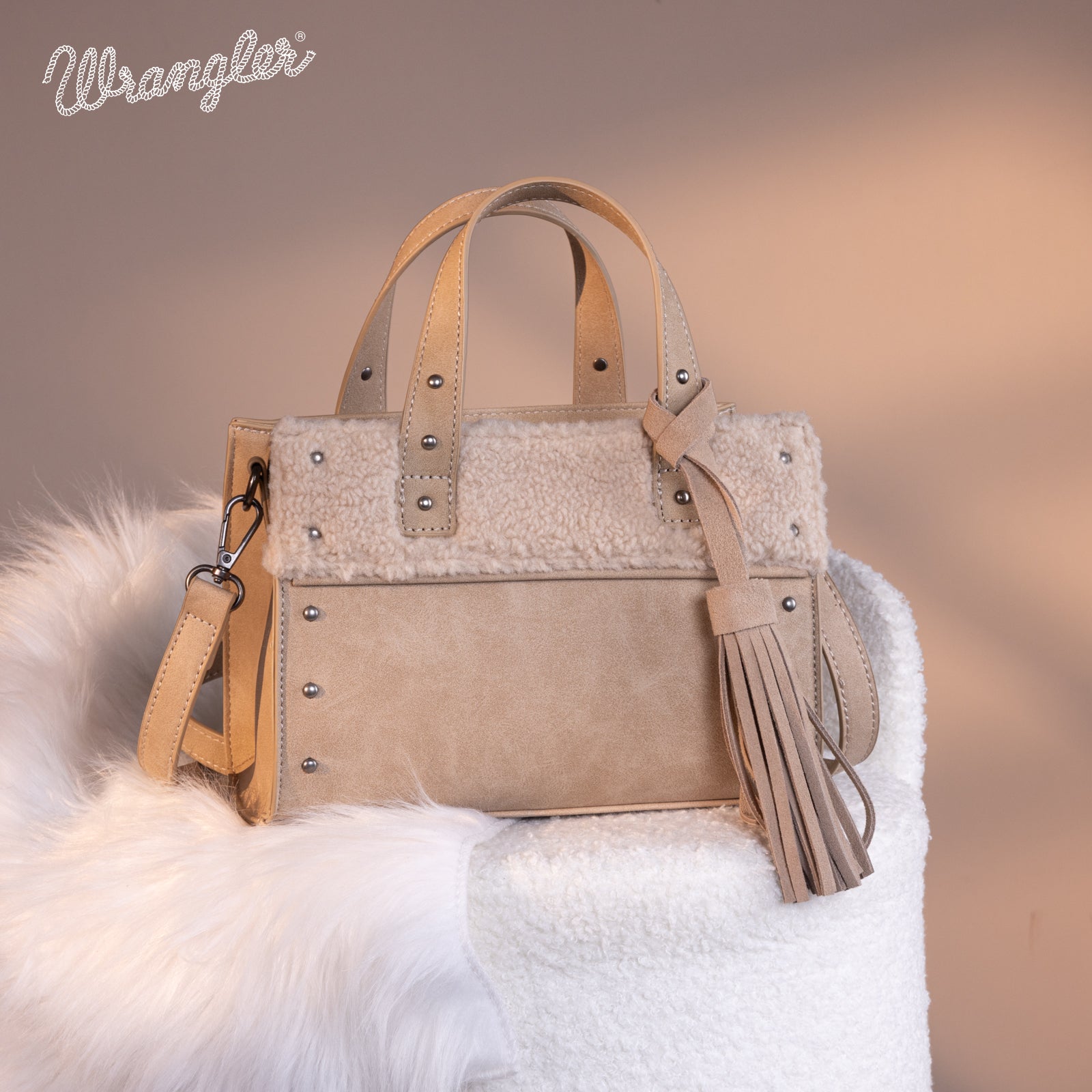 Wrangler Aztec Sherpa Trim Crossbody Purse - Montana West