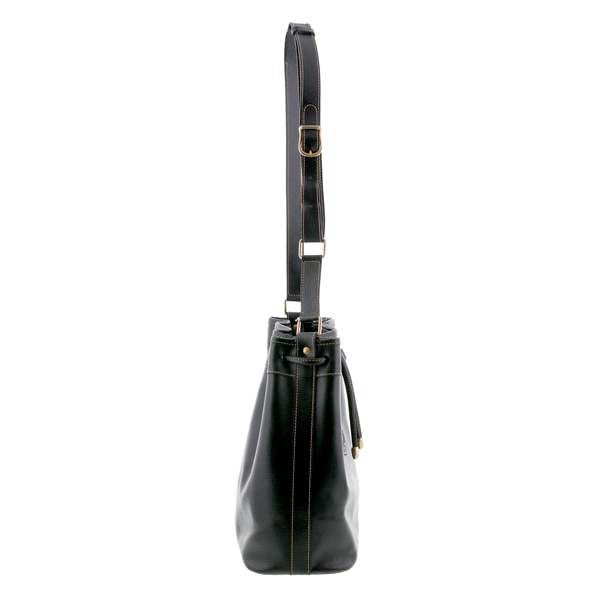 CELINE セリーヌ ブラゾン レザー巾着バッグ 中古(ブラック): VINTAGE