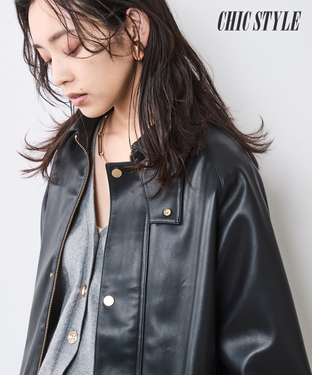 フェイクレザーブルゾン＜大きいサイズ有＞シックスタイル 通販
