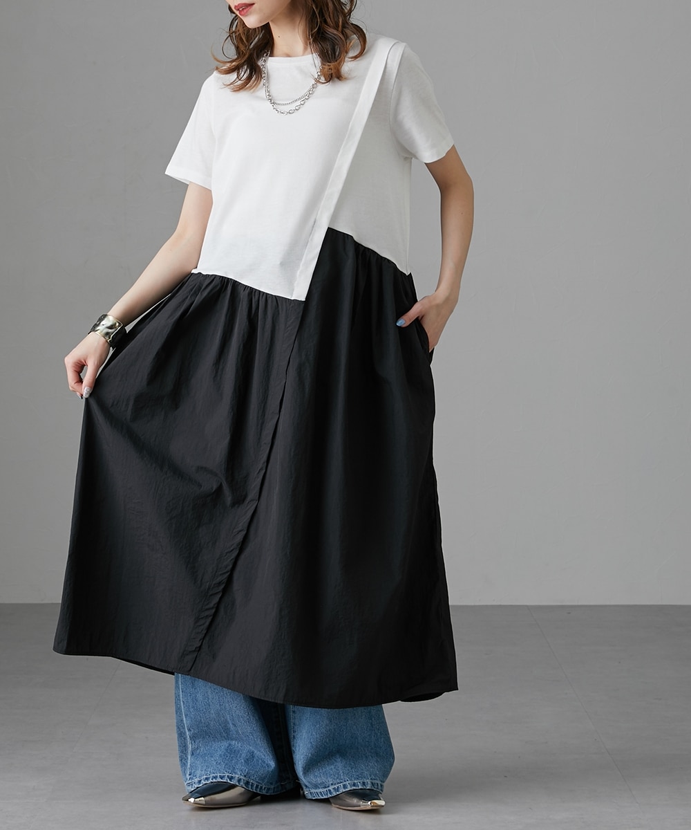 異素材イレギュラー切替ワンピース ［Soiunique］ 通販【ニッセン】
