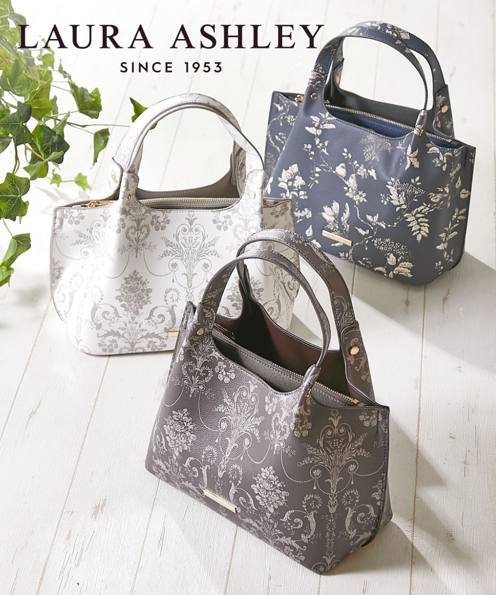 LAURA ASHLEY（ローラ アシュレイ）華やかプリント＆合皮のトート