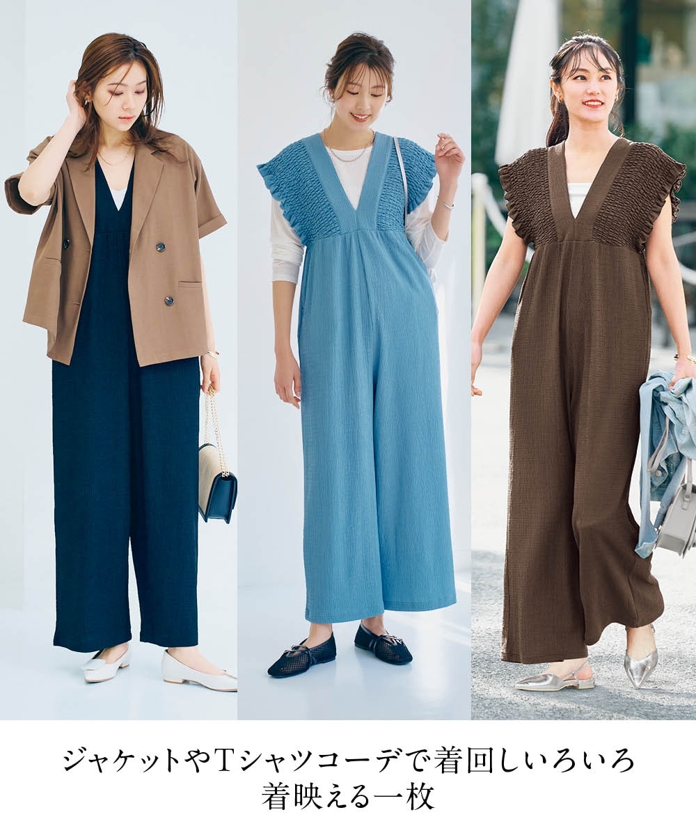 楊柳カットソーバックリボンオールインワン 通販【ニッセン】
