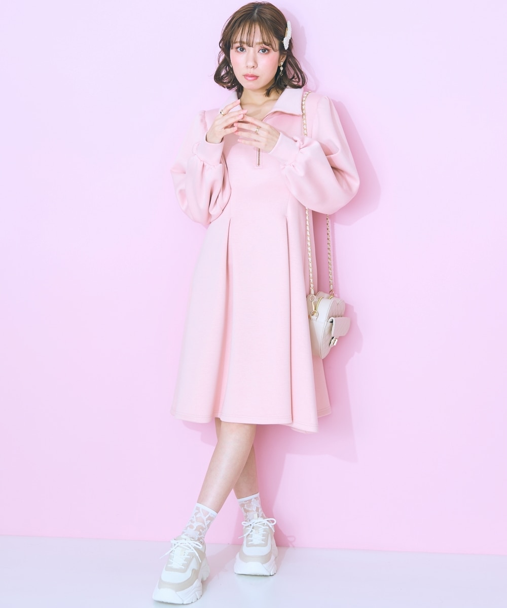 大きいサイズ＞ハーフZIPタックフレアワンピース marun 通販【ニッセン】