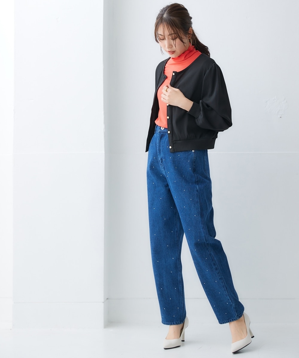 ビジュー付ゆるシルエットデニムパンツ 通販【ニッセン】