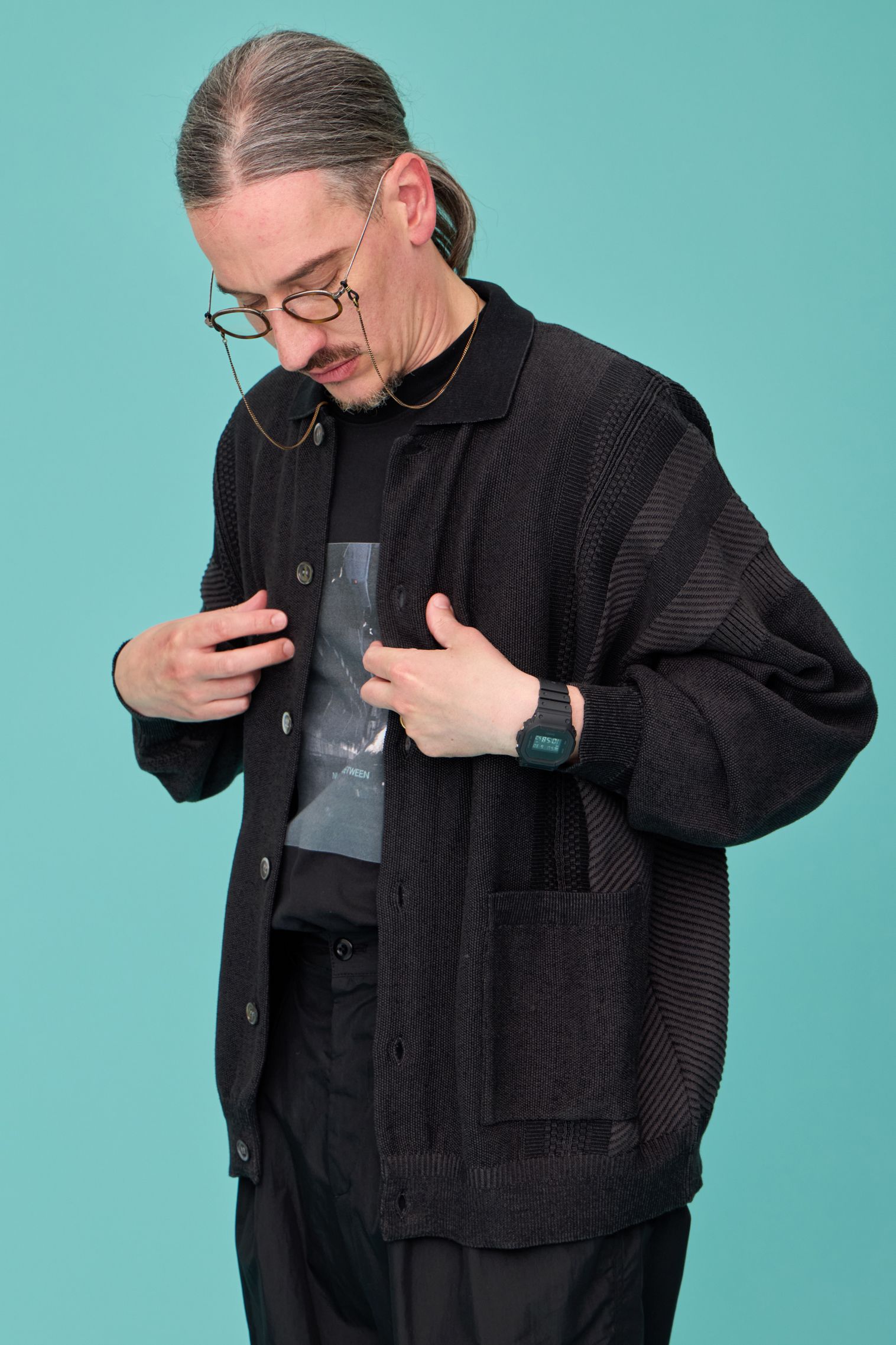 YASHIKI - 【ラスト1点】【26SS】Kokuu Collar Cardigan(BLACK) | Salty