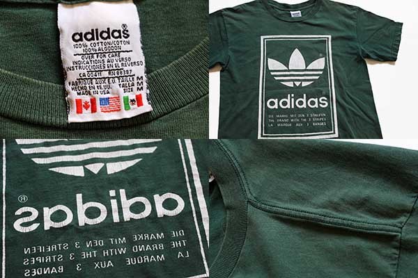 80s USA製 adidasアディダス トレフォイル ビッグロゴ 両面プリント