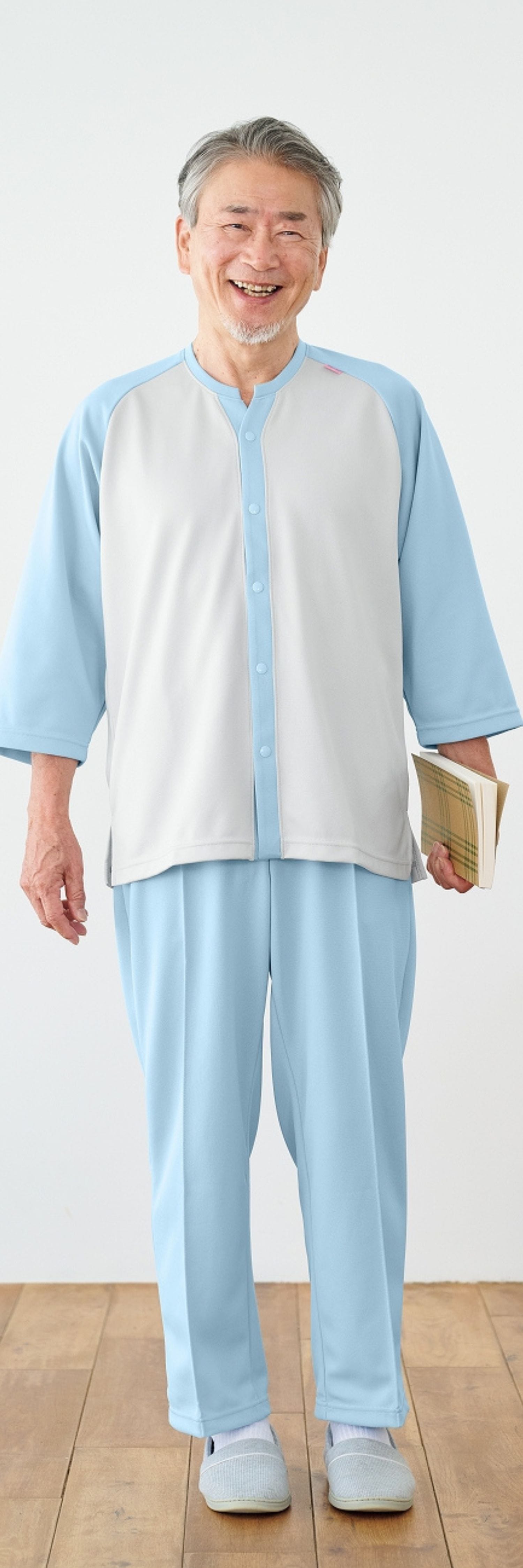 品番： CR821 】 男女兼用 前開きシャツ リハビリ 入院患者向け 通年