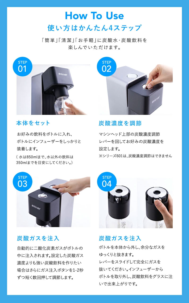 DrinkMate 家庭用炭酸メーカー ドリンクメイト シリーズ620 ホワイト