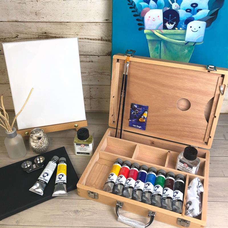 ゆめ画材 オリジナル ヴァンゴッホ 油絵セット 木箱入り キャンバス