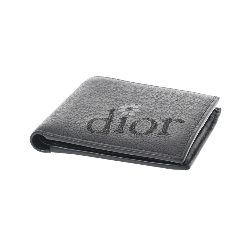 ディオールERLコラボ ブラック レディース カーフ 二つ折り財布 DIOR