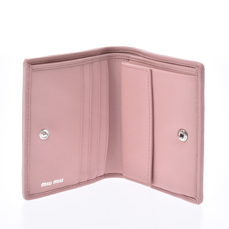 ミュウミュウマテラッセ コンパクトウォレット ピンク シルバー金具