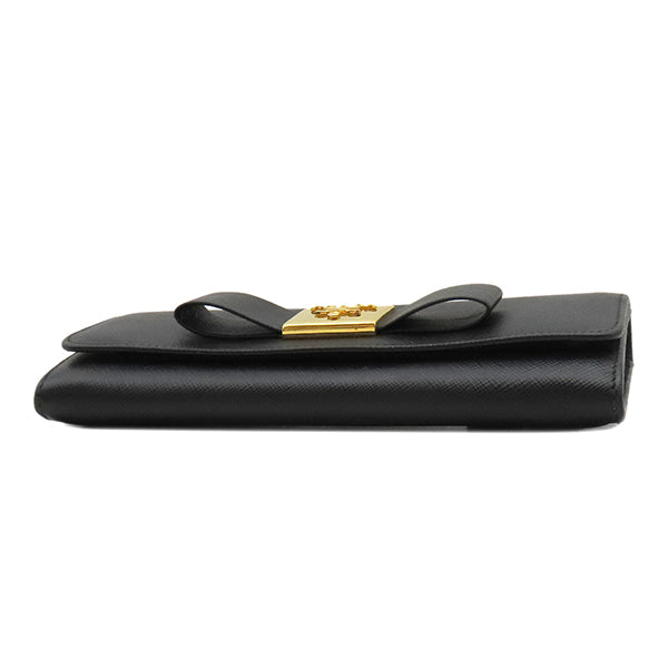 プラダ PRADA リボン フラップ ウォレット 1MH132 ブラック